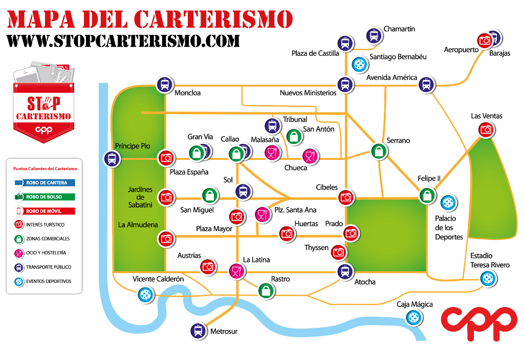 mapa carterismo Madrid